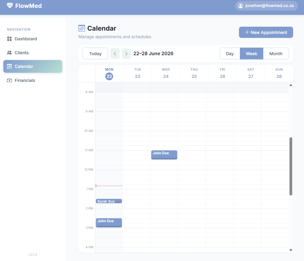 FlowMed calendar view